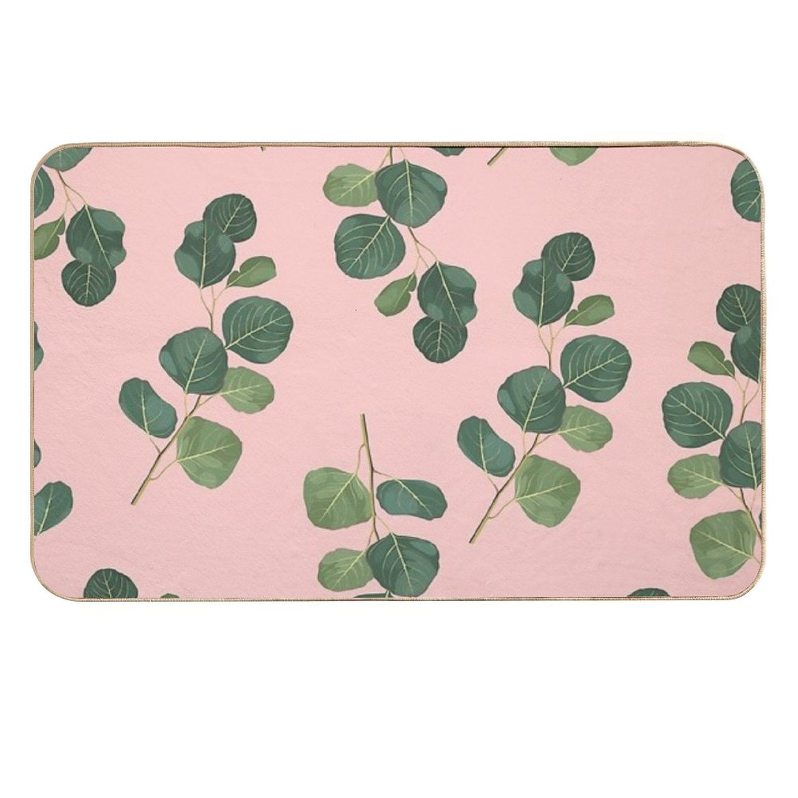 Floral Abstract Seamless Pattern with Eucalyptus Branches.  Long-Lasting Bath Mat