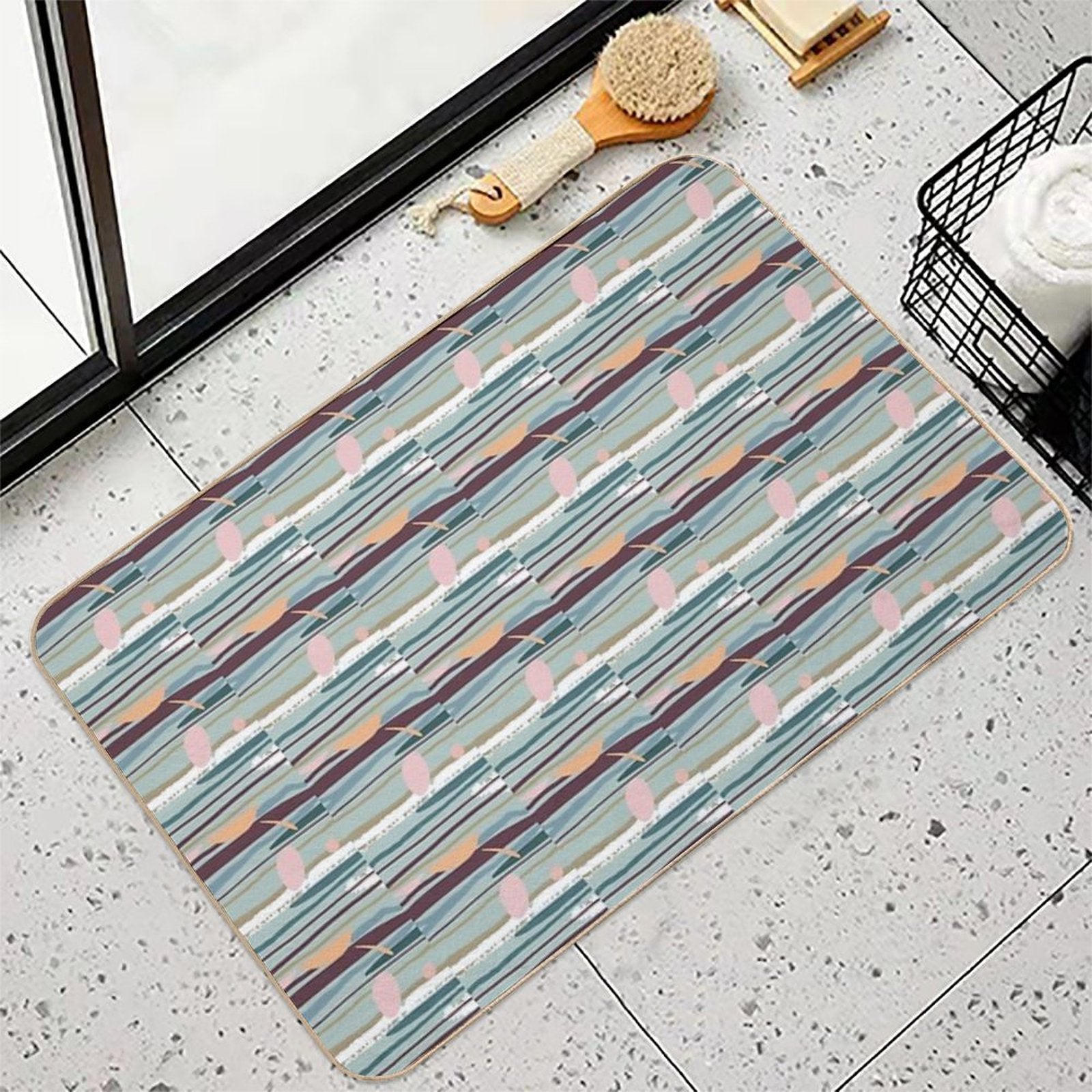 Modern Art Tile  Non-Slip Bath Mat