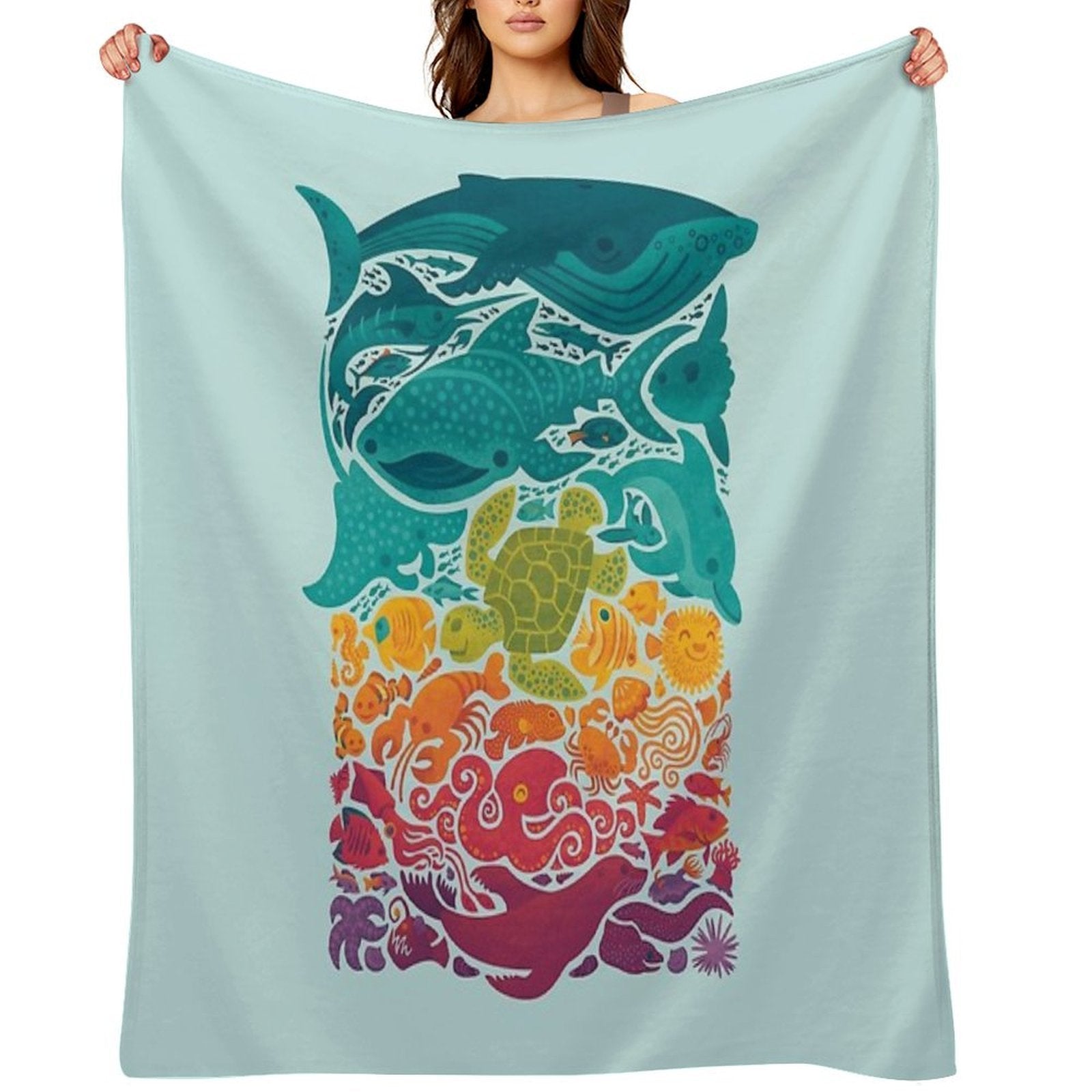 Aquatic Spectrum  Light Blue Versatility Throw Blanket