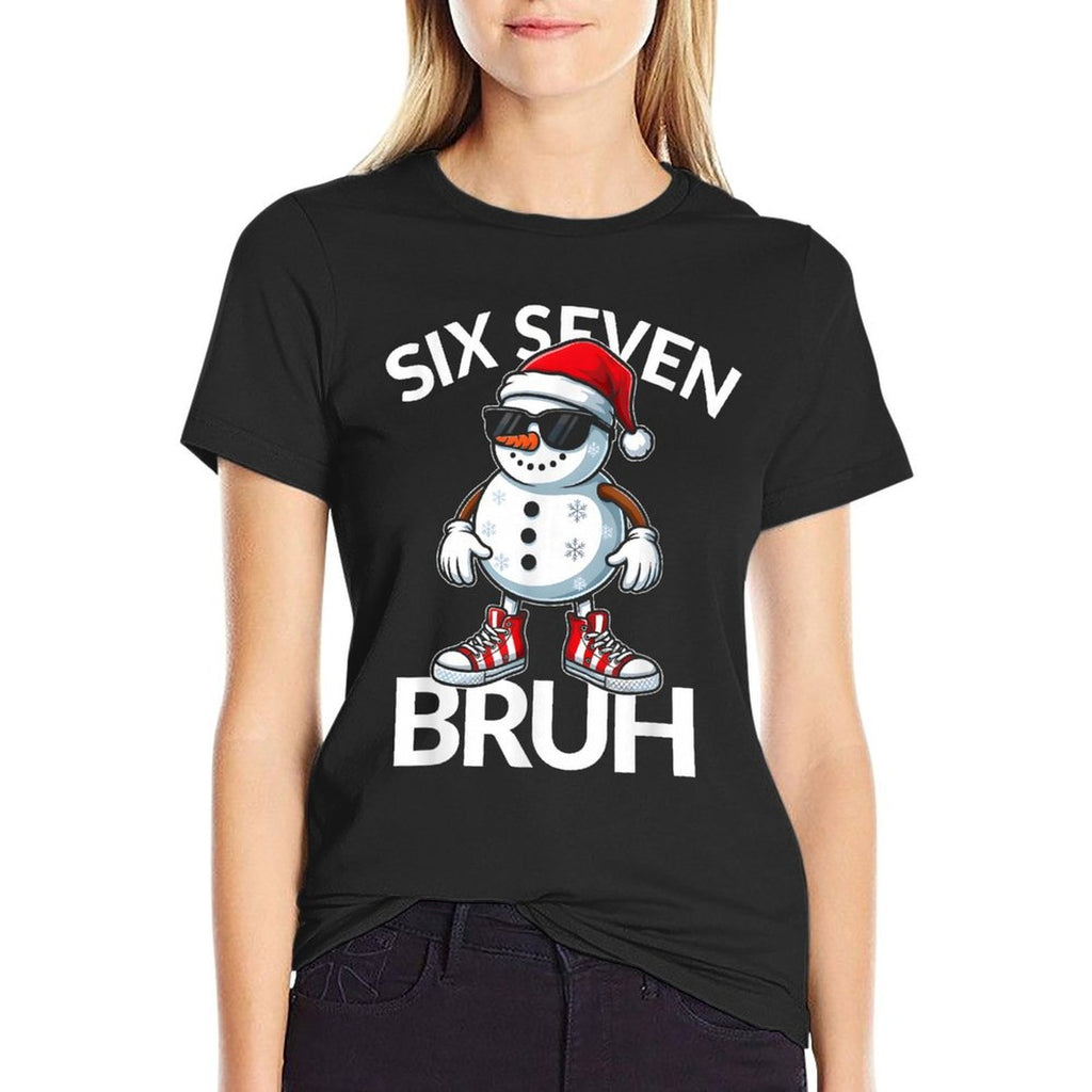 Bruh Six Seven 6 7 Meme Christmas Funny Xmas Mens Kids Women Comfortable T-Shirt