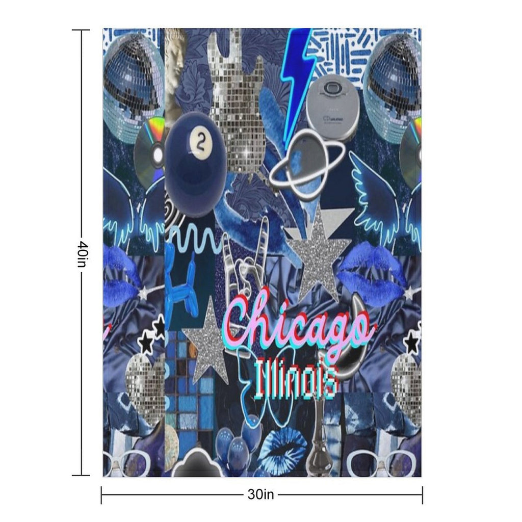 Chicago Illinois COLLAGE Machine-washable Throw Blanket