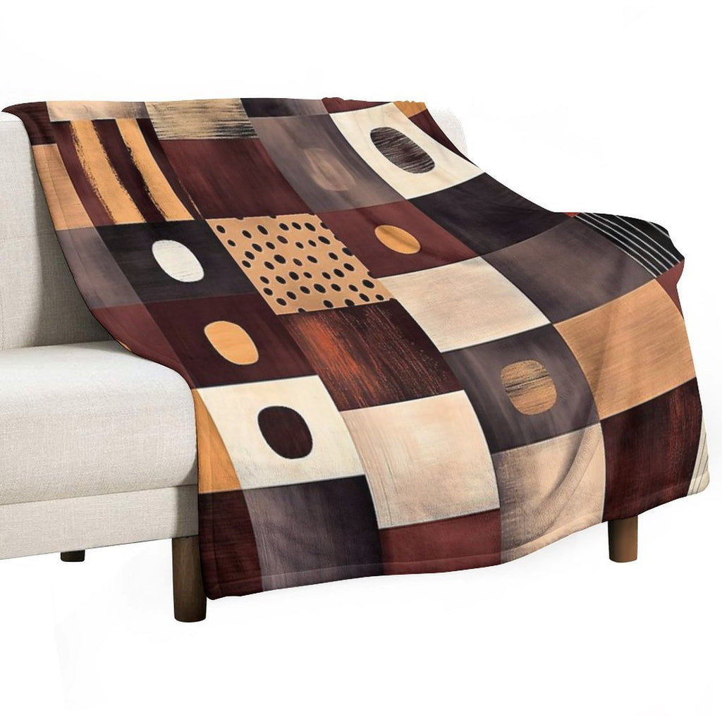 Abstract Rectangular Pattern in Burgundy, Cream, And Gold Wrinkle-free Throw Blanket