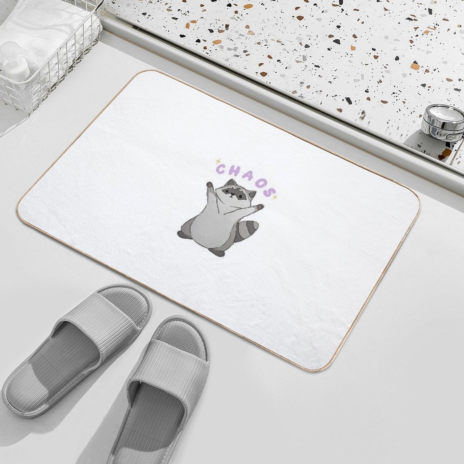Raccoon Chaos  Easy To Clean Bath Mat