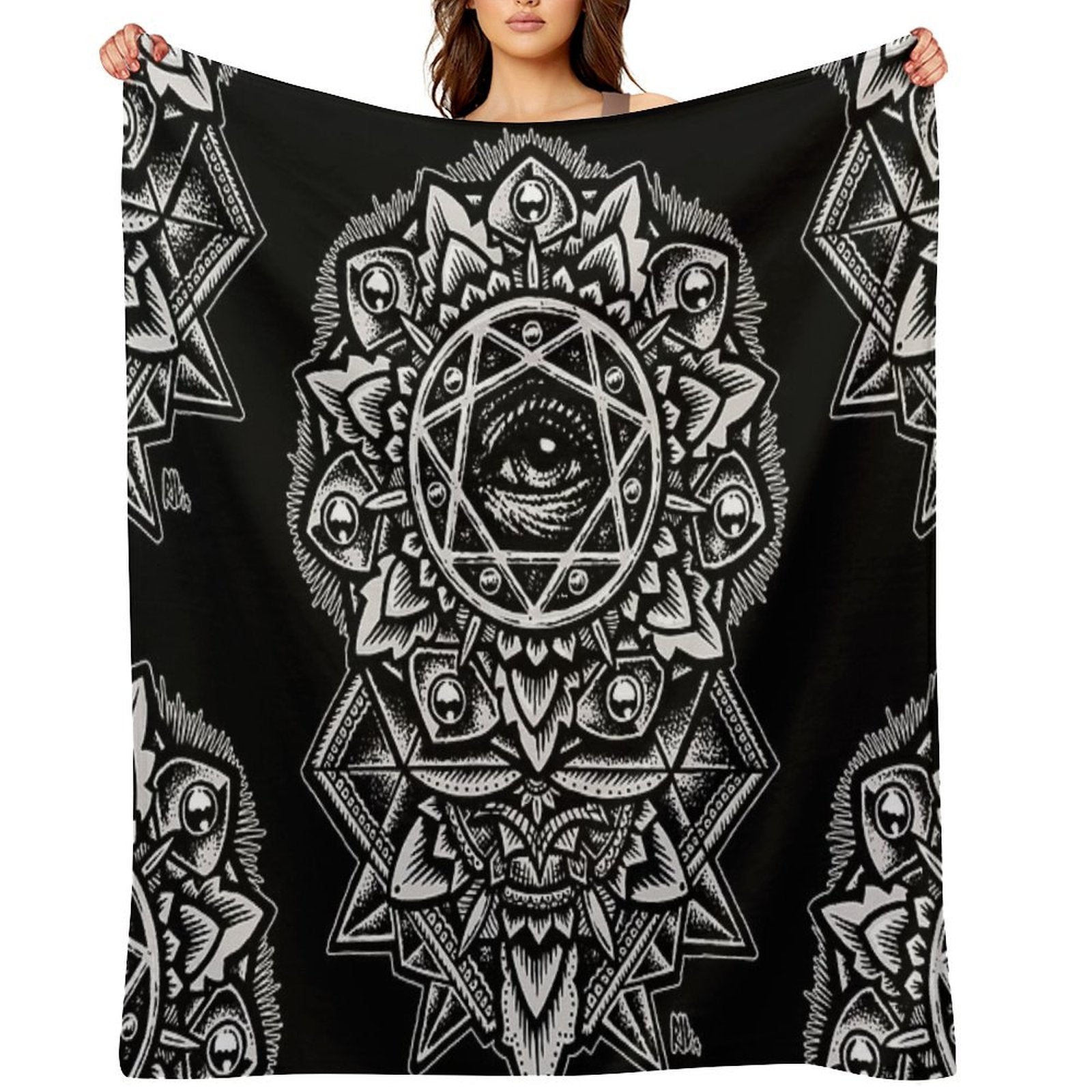 Eye of God Flower Mandala Multi-functional Throw Blanket