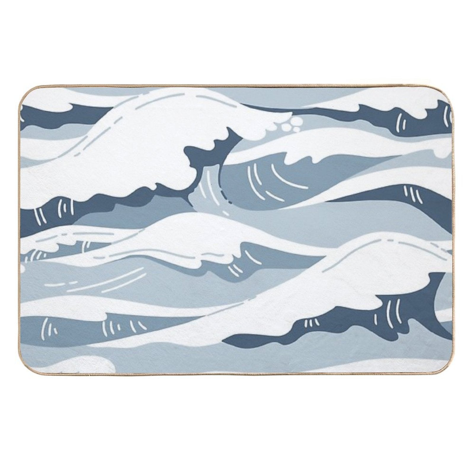 Light Blue Japanese Waves  Multi-Purpose Bath Mat