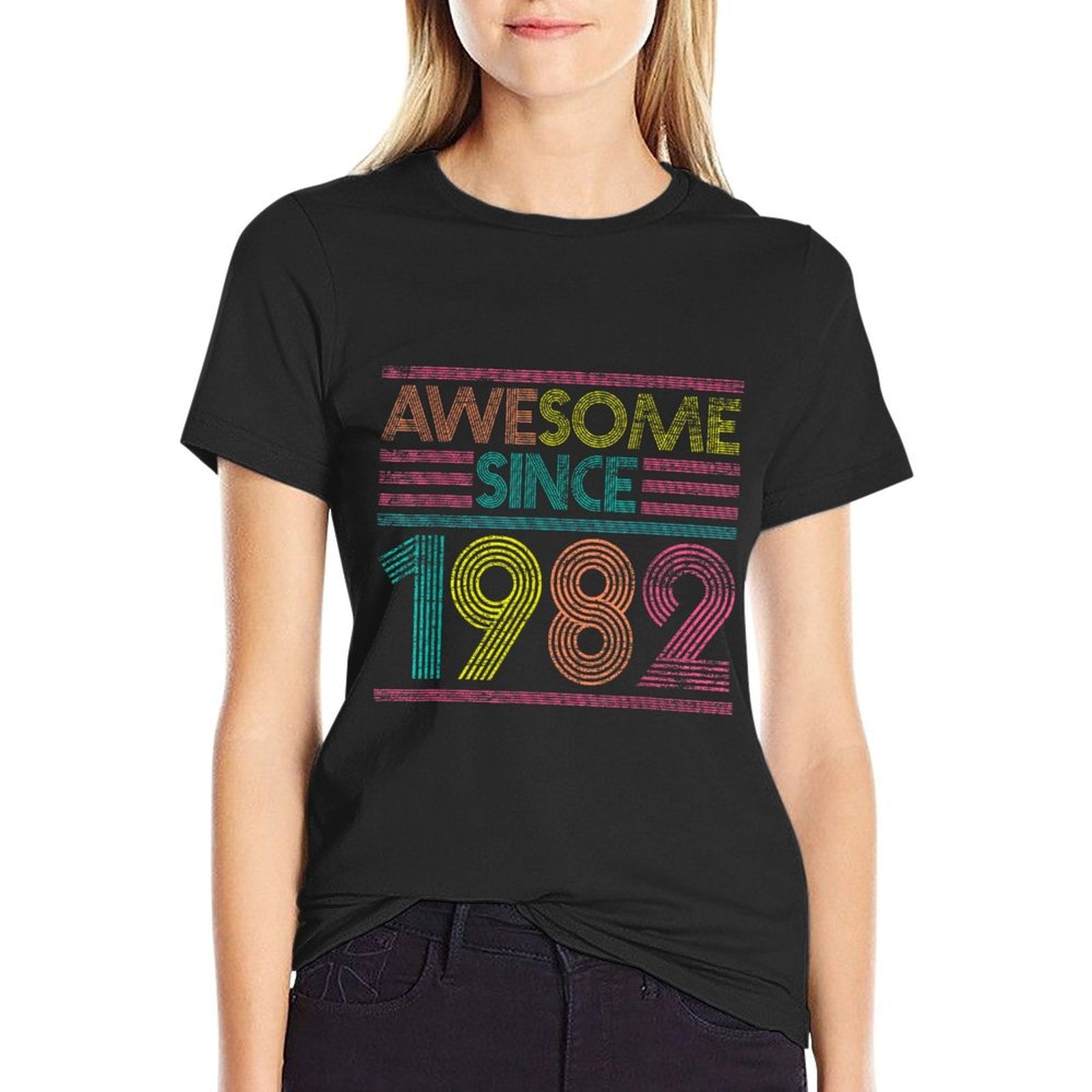 Awesome Since 1982 43rd Birthday Gifts 43 Years Old  Rolled Sleeves T-Shirt