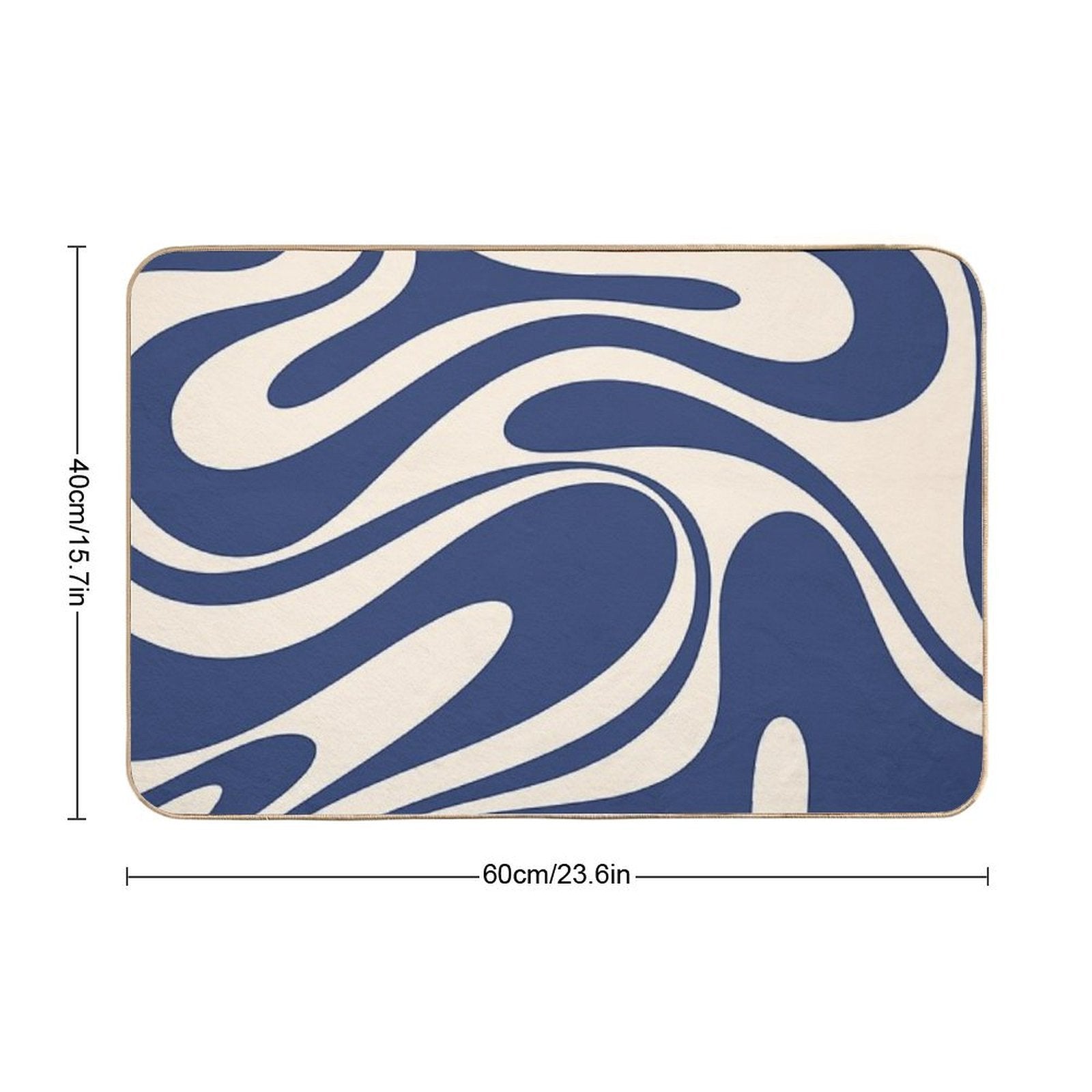 Retro Fantasy Swirl Abstract in Blue And Cream  High-Traffic Bath Mat