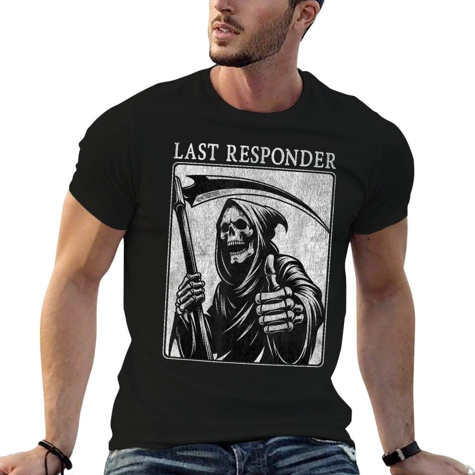 Last Responder Grim Reaper Distressed  Affordable Price T-Shirt