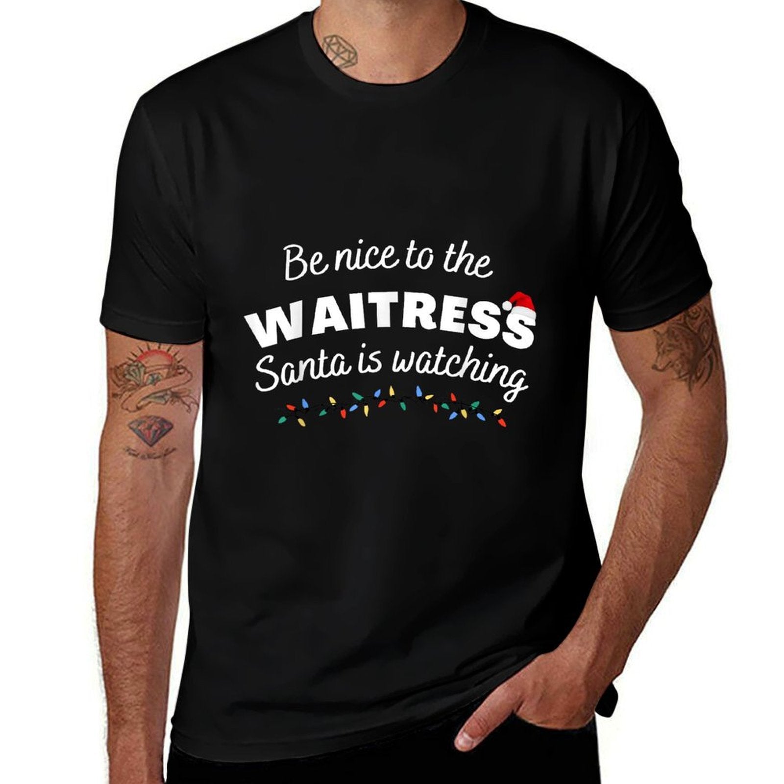 Be Nice to The Waitress Santa Is Watching Funny Xmas  Soft T-Shirt