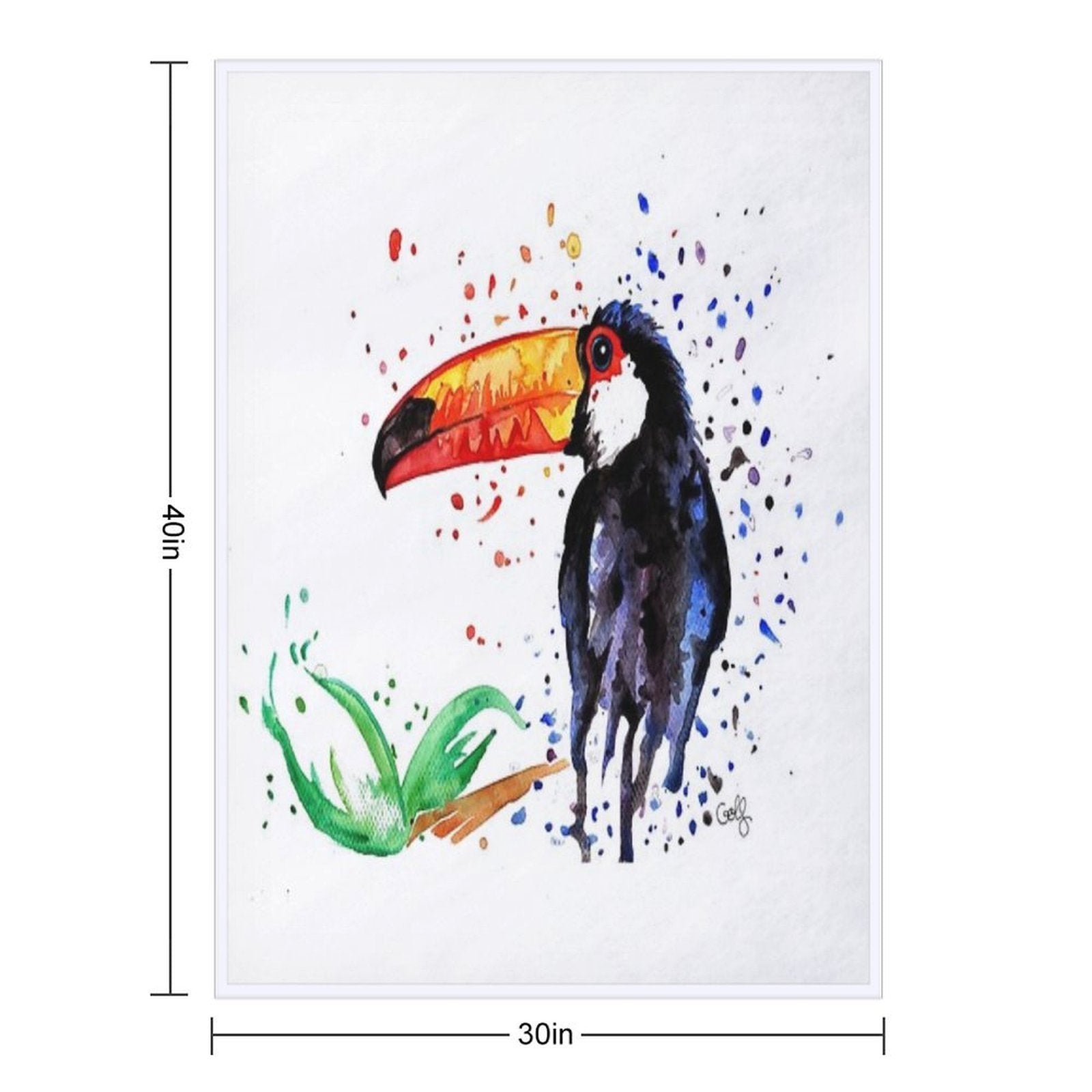Toucan of French Guiana - Watercolor Machine-washable Throw Blanket