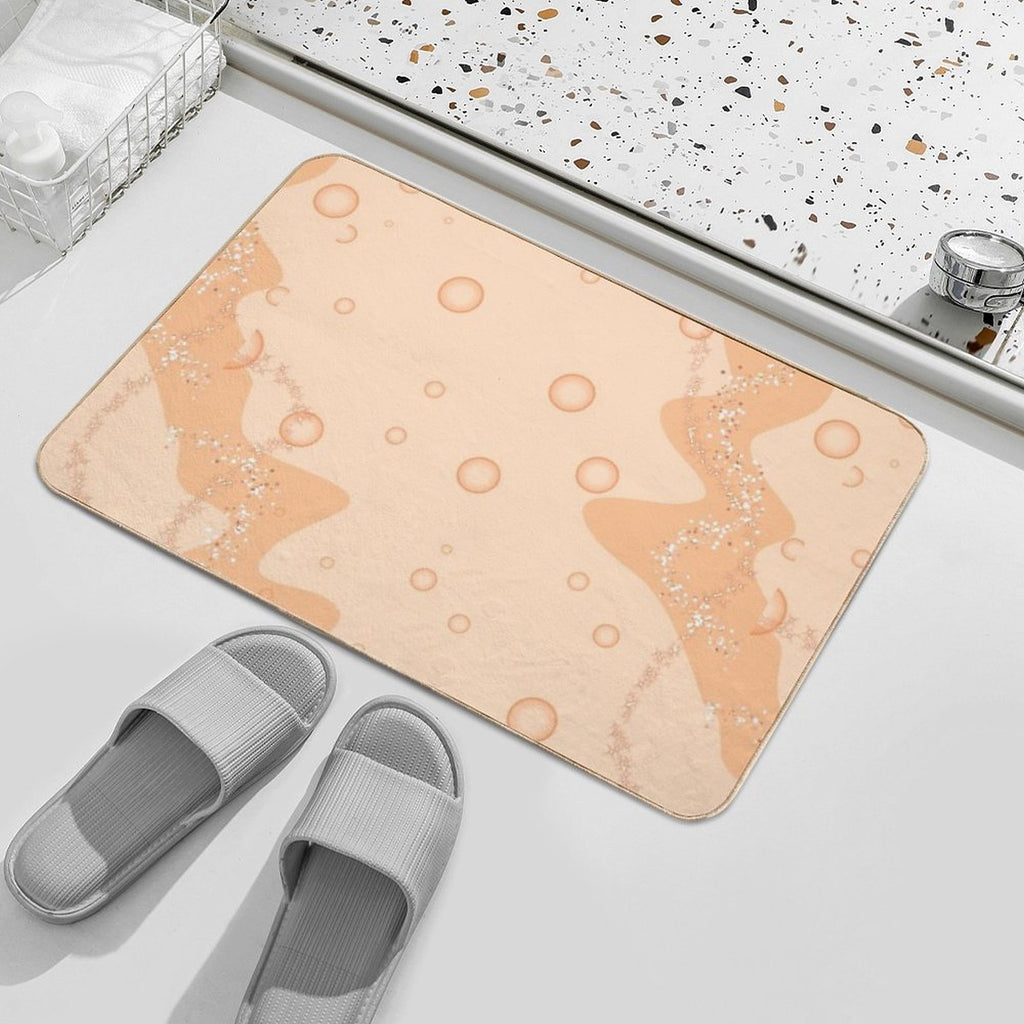Aesthetic Pastel Orange Design W Bubbles  Rapid-Drying Bath Mat