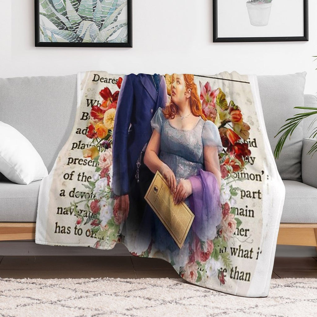 Colin Bridgerton & Penelope Featherington Lady Whistledown Society Papers Netflix Anti-pilling Throw Blanket