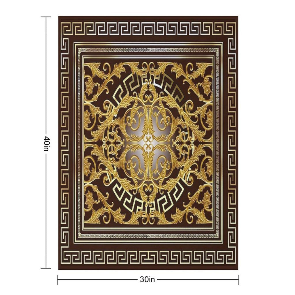 Baroque Greek Keys Gold Maroon Anti-pilling Throw Blanket