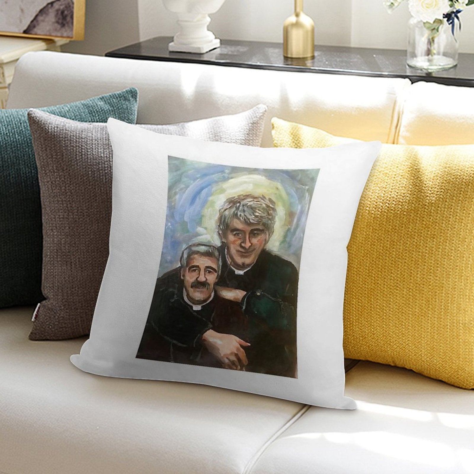 Entertaining Father Stone (Father Ted) Soft Hidden Zipper Throw Pillow