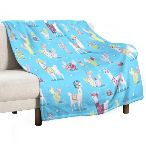 Alpaca Pattern Travel-friendly Throw Blanket