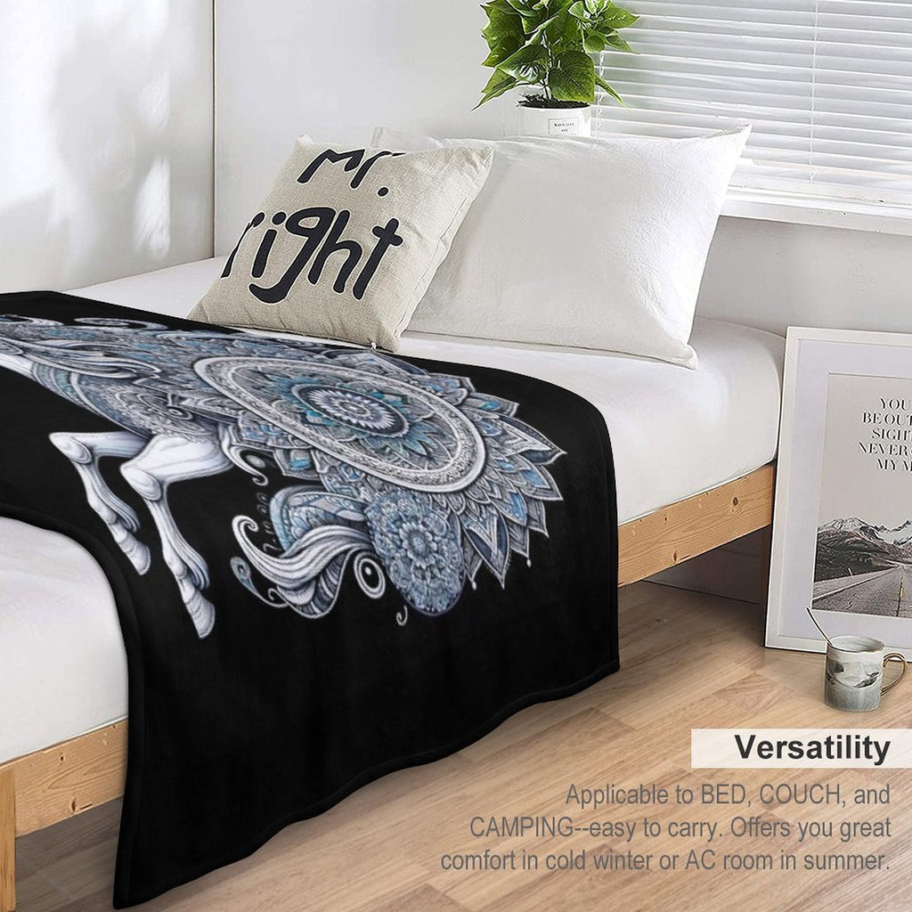 Unicorn Mandala Enchanted Purity Eco-conscious Throw Blanket