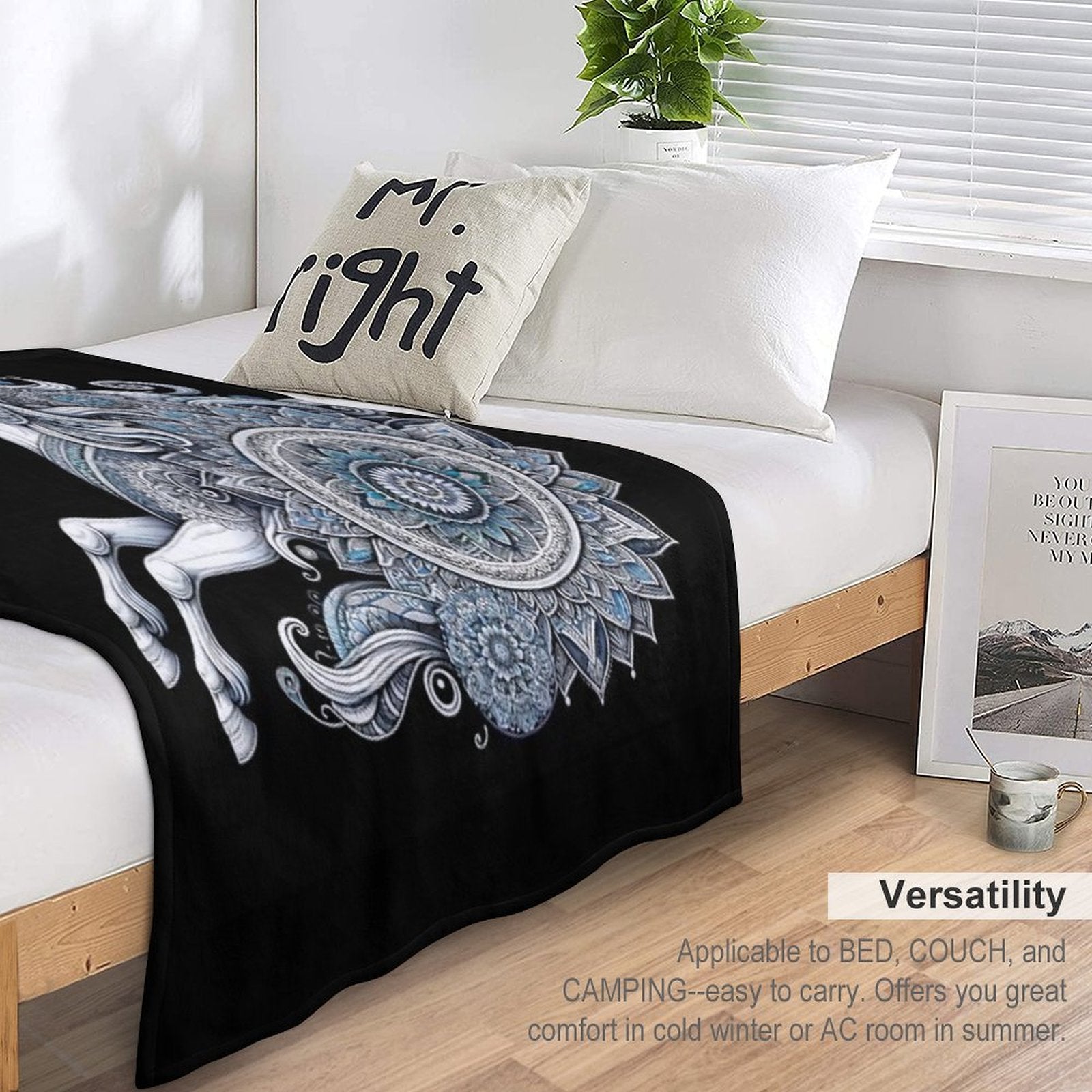 Unicorn Mandala Enchanted Purity Eco-conscious Throw Blanket