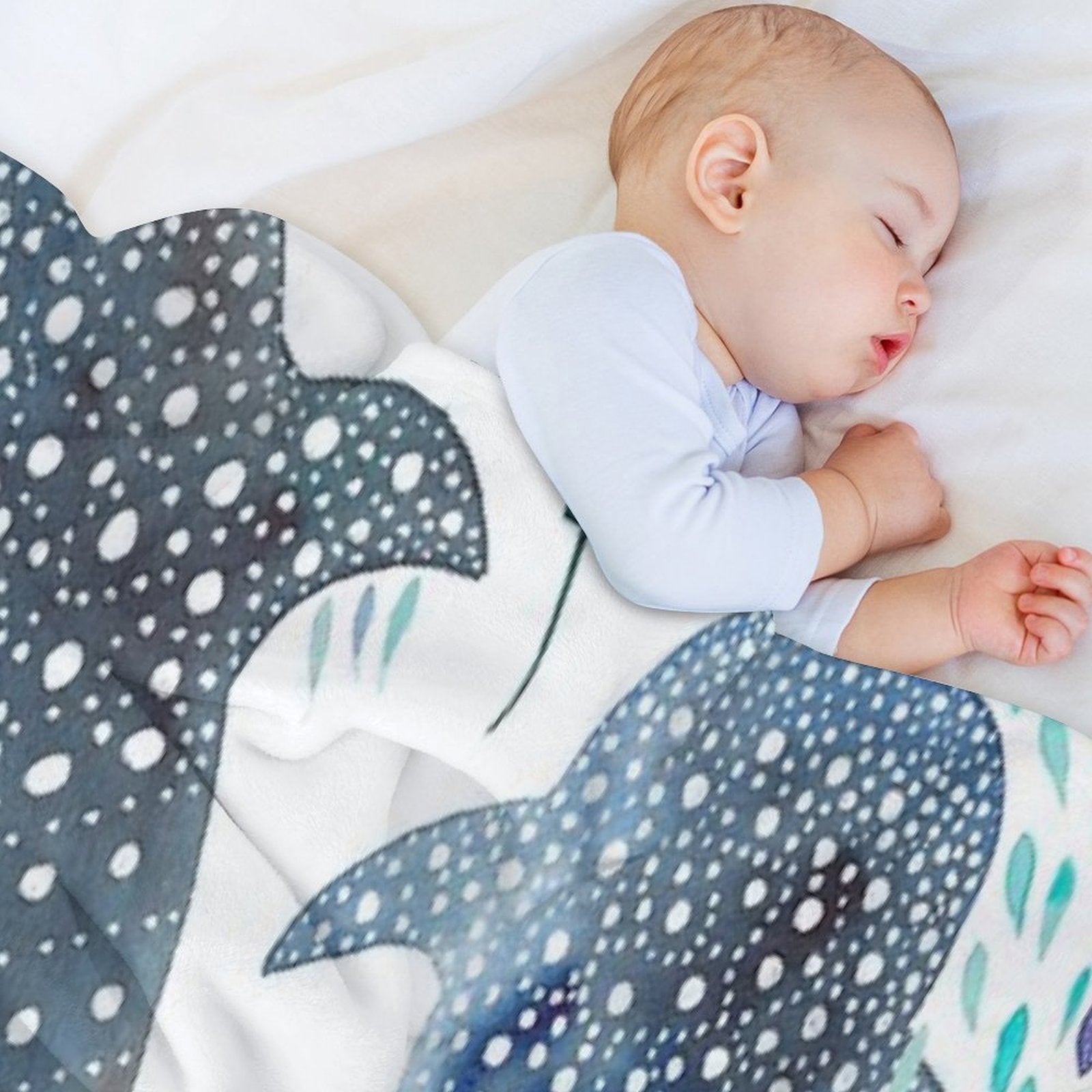Whale Shark, Ray & Sea Creature Play Print Comfort Throw Blanket