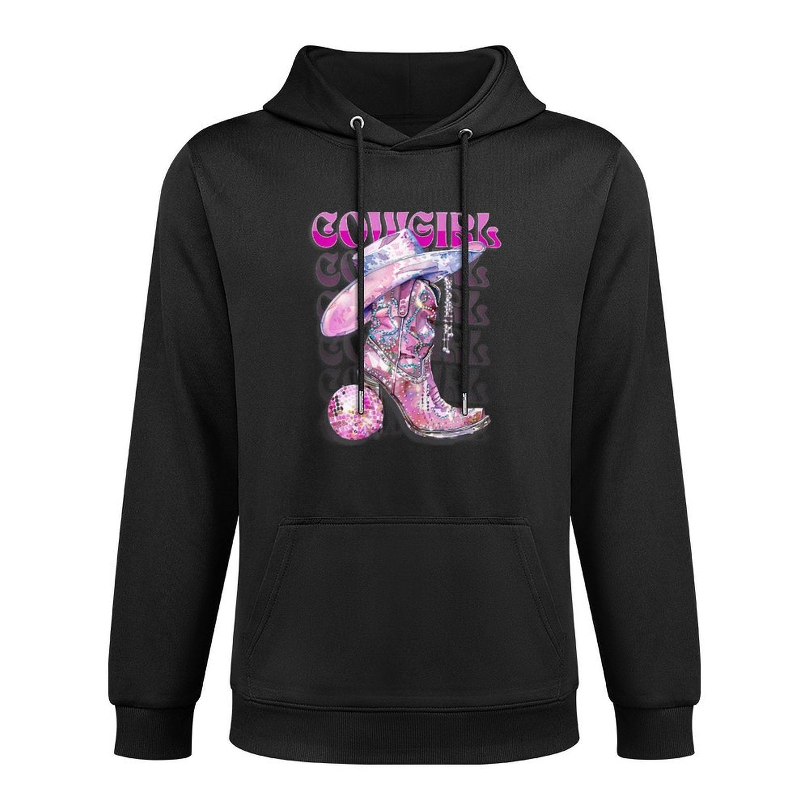 Pink Cowgirl Boots Disco Western Country Cow Girl Coastal Layering Staple Hoodie