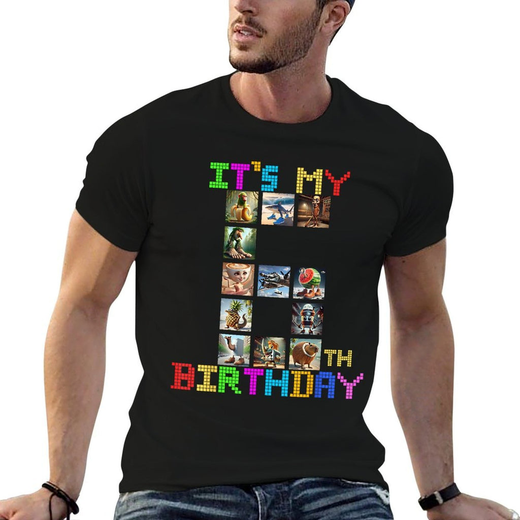 Its My 6th Birthday Funny Italian Brainrot Meme Boys Girls  Fade-proof Color T-Shirt