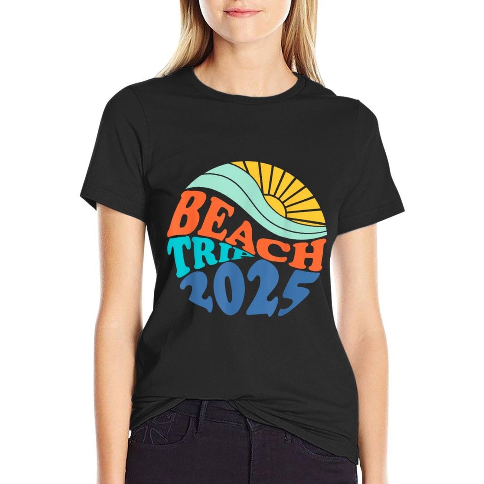 Beach Trip 2025 Beach Matching Family Summer Vacation  Heathered Texture T-Shirt