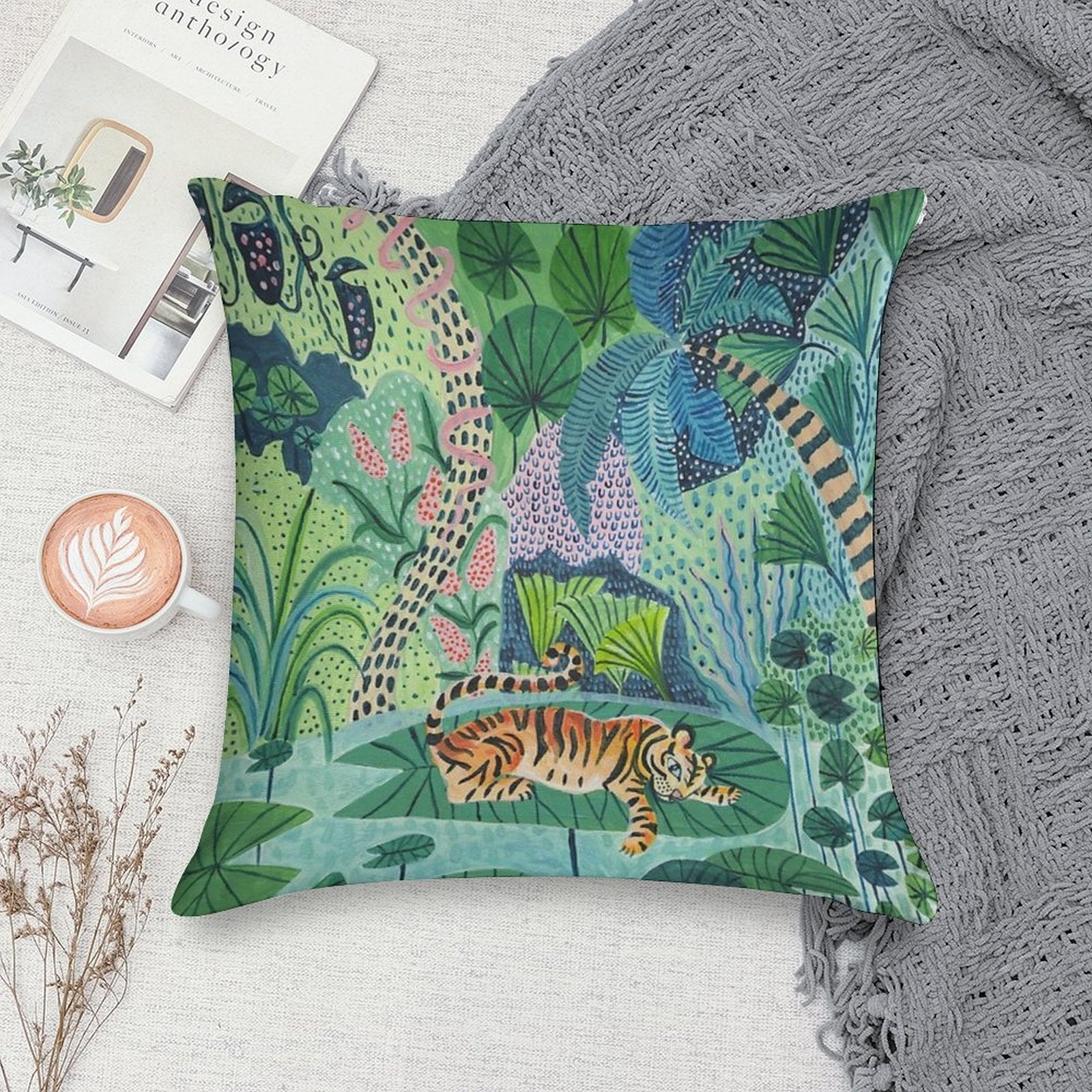 Jungle Tiger Soft Shrink-Resistant Throw Pillow