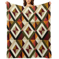 Retro Geometric Motif  Seamless Easy Care Throw Blanket