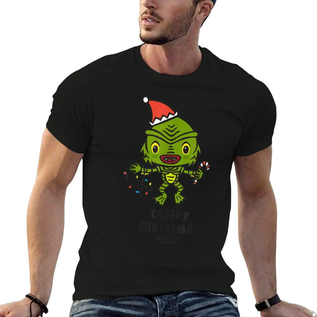 Universal Monsters Creature from The Black Lagoon Christmas  High-quality Stitching T-Shirt