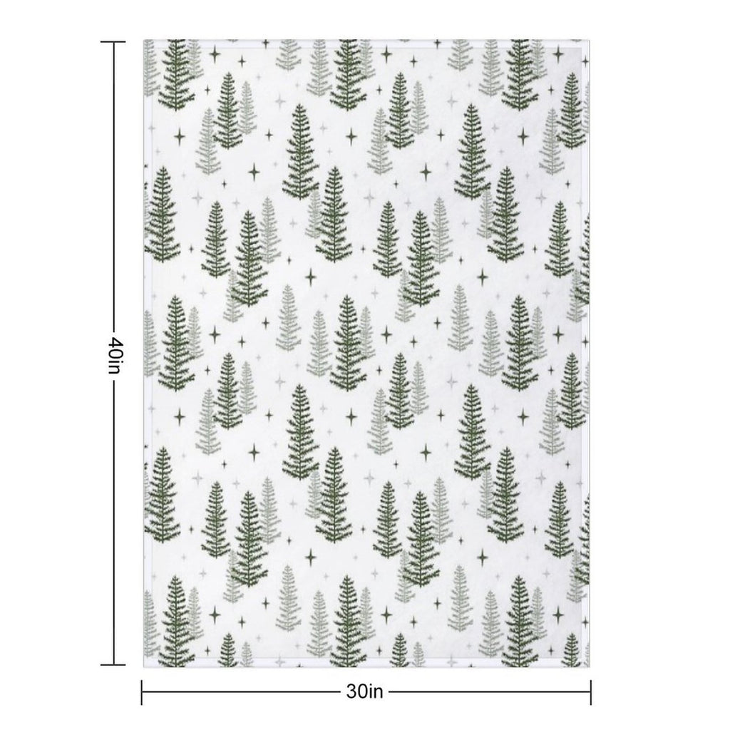 Christmas Night with Green Trees Quick-dry Throw Blanket