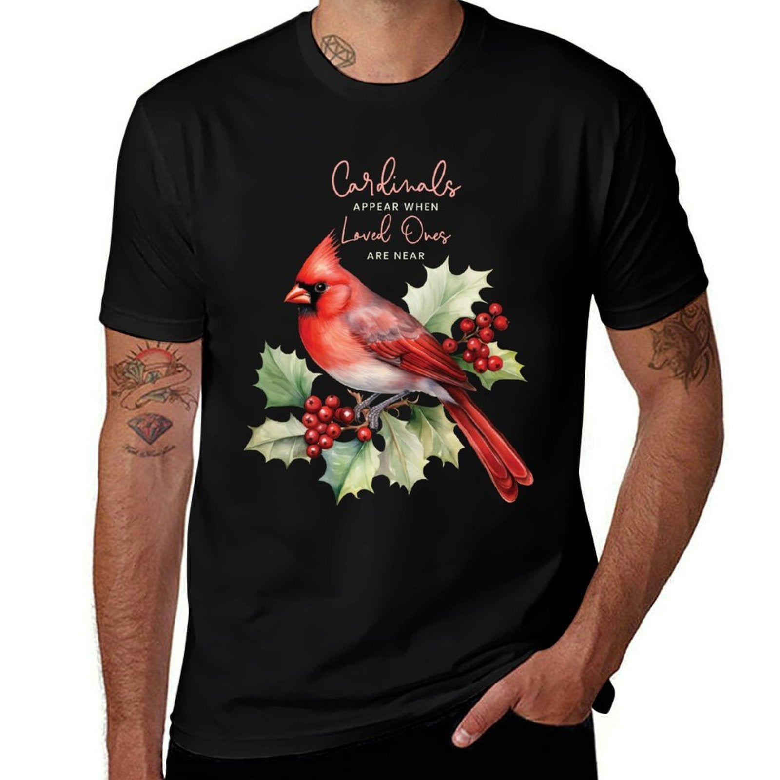Cardinals Appear When Loved Ones Are Near Bird Christmas Comfortable T-Shirt