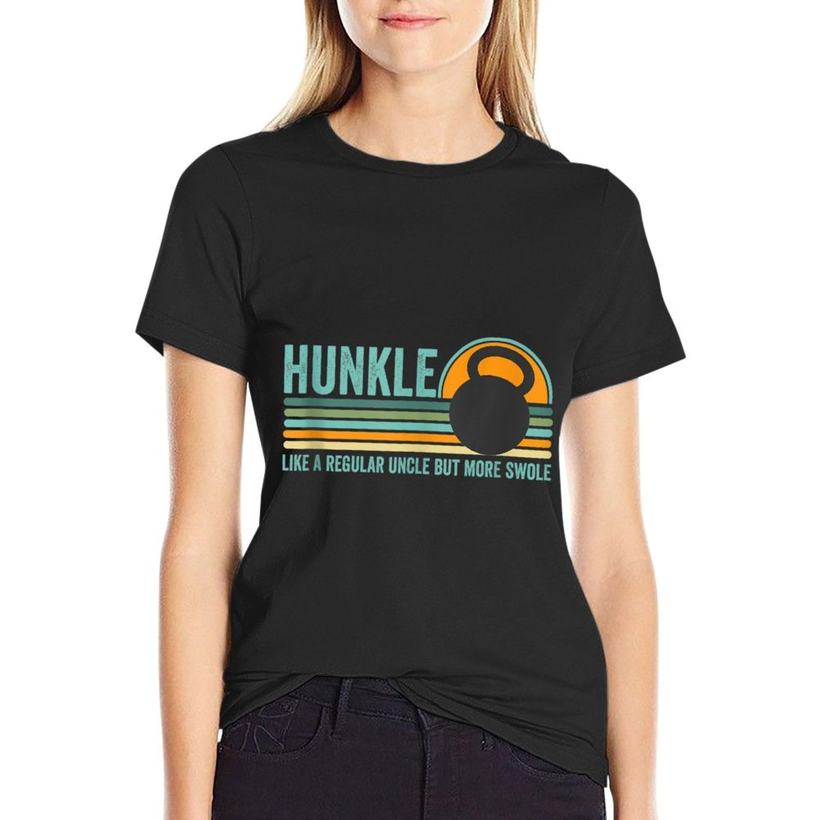 Mens Hunkle Funny Uncle Gift Hunky Uncle Swole Meme Body Builder  Wrinkle-resistant T-Shirt