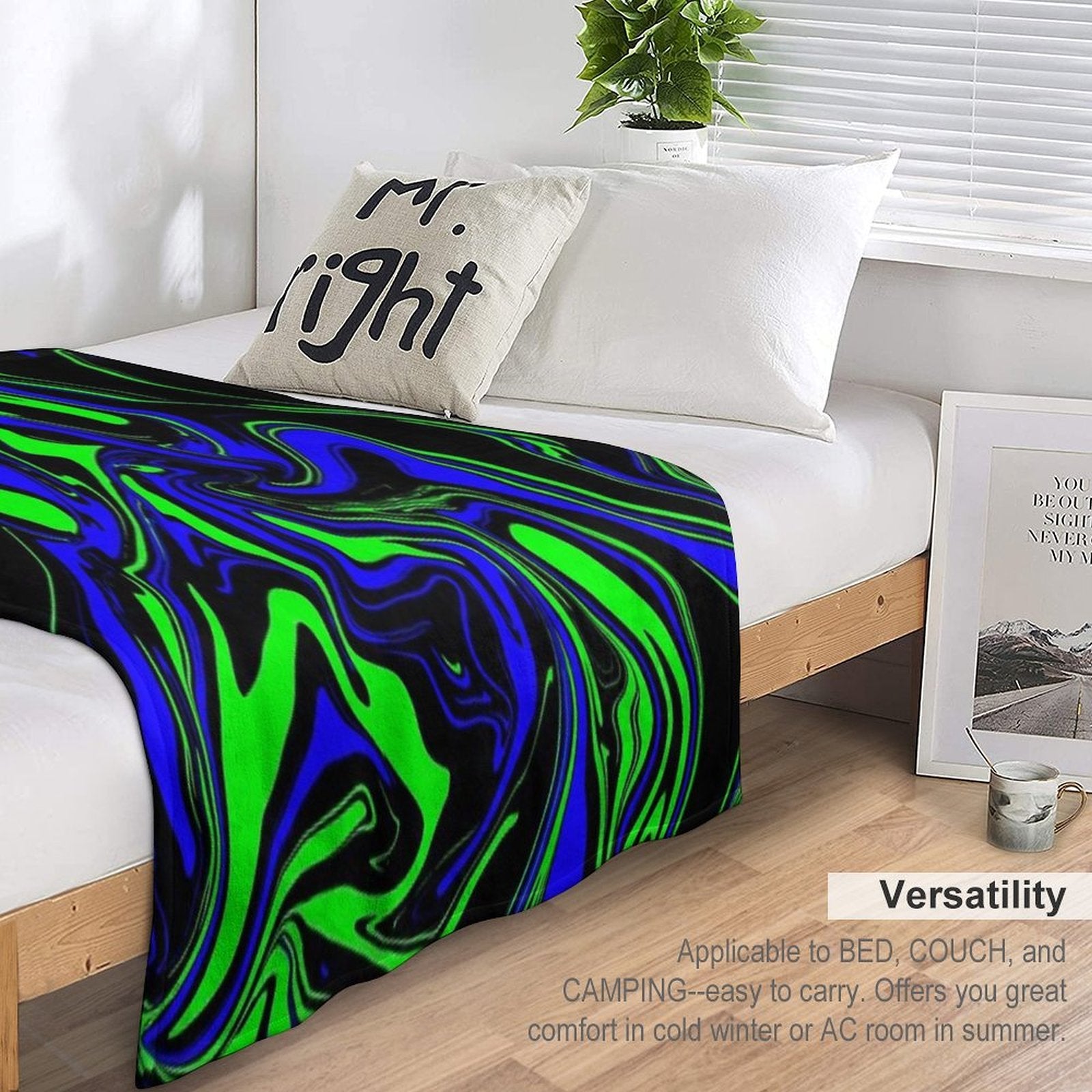 Blue Green And Black Oil Slick All-season Throw Blanket
