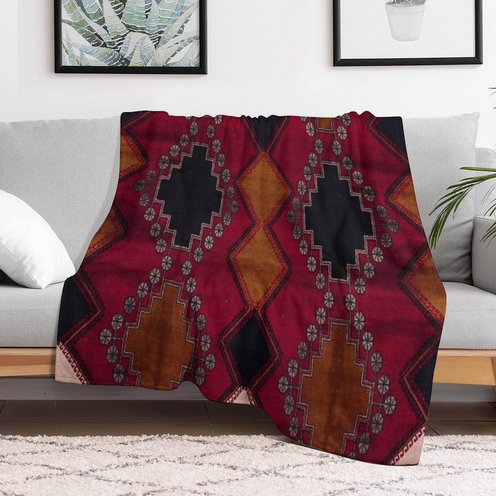 Bohemian Artwork Design Sustainable Throw Blanket