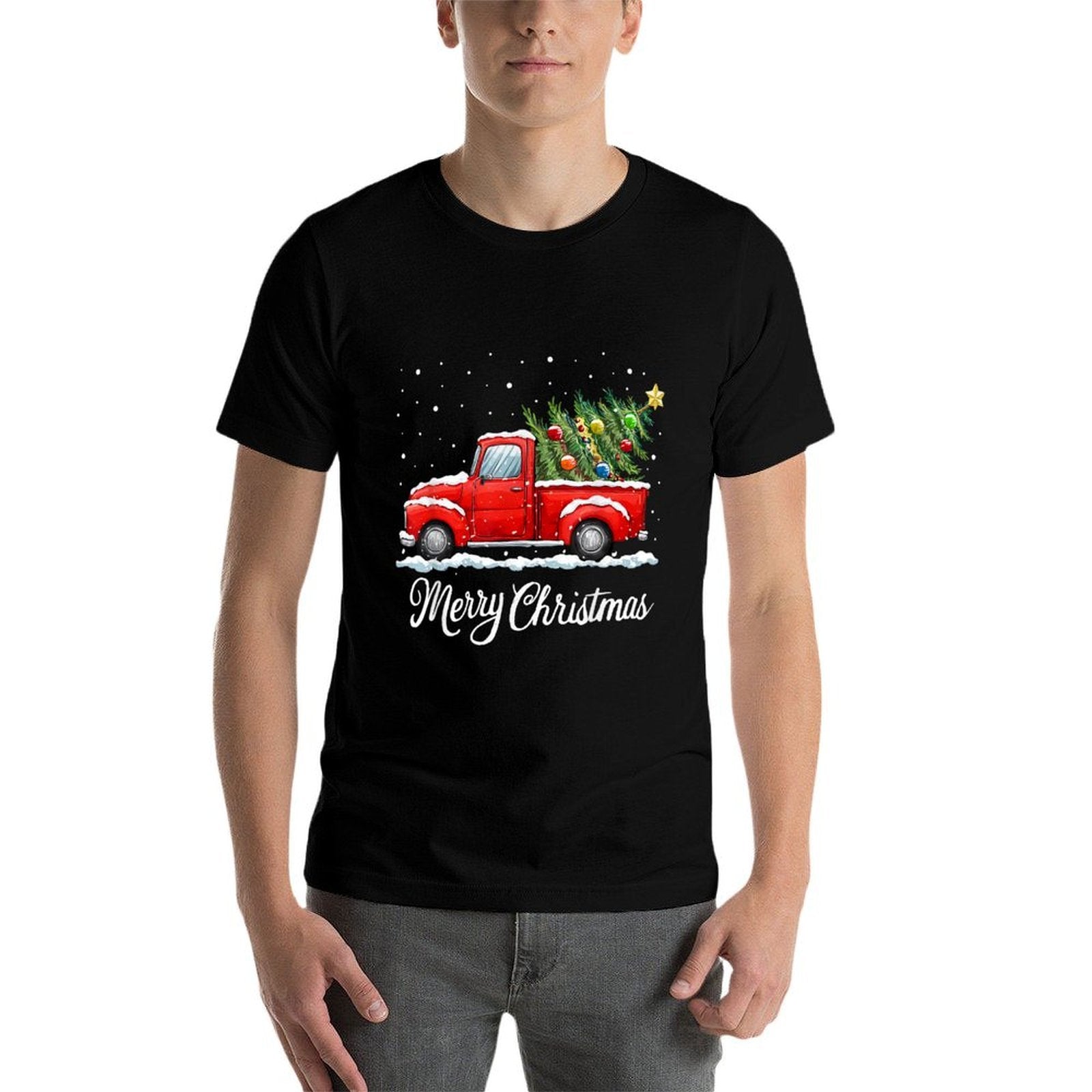 Vintage Merry Christmas Red Truck Old Fashioned Christmas  Relaxed-fit T-Shirt