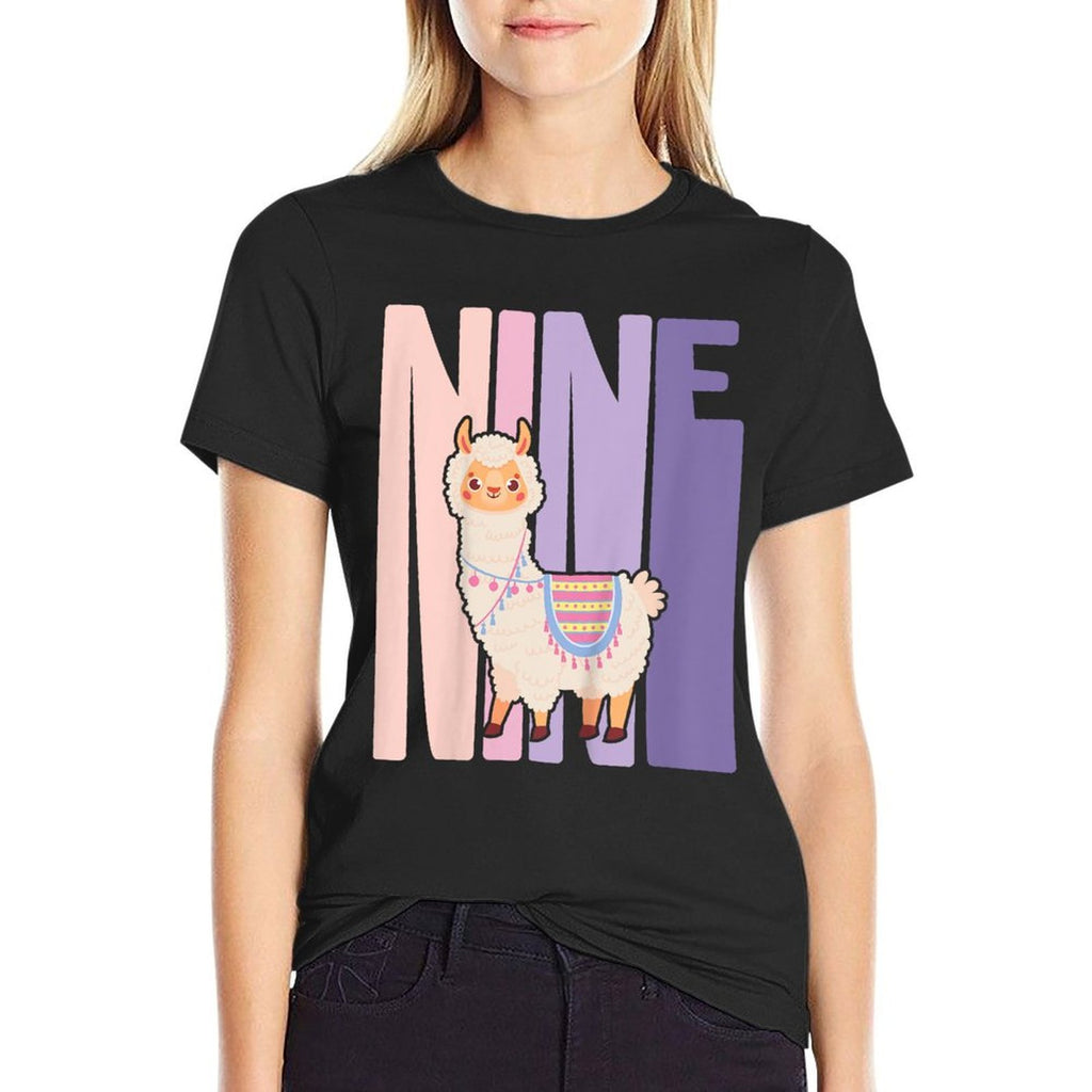 Kids 9 Year Old Cute Llama Alpaca Birthday Girl 9th B-day  Affordable Price T-Shirt
