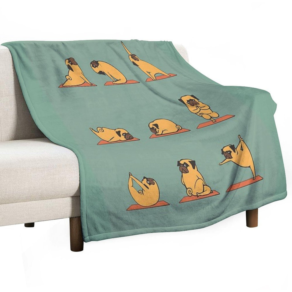 Pug Yoga Lightweight Throw Blanket