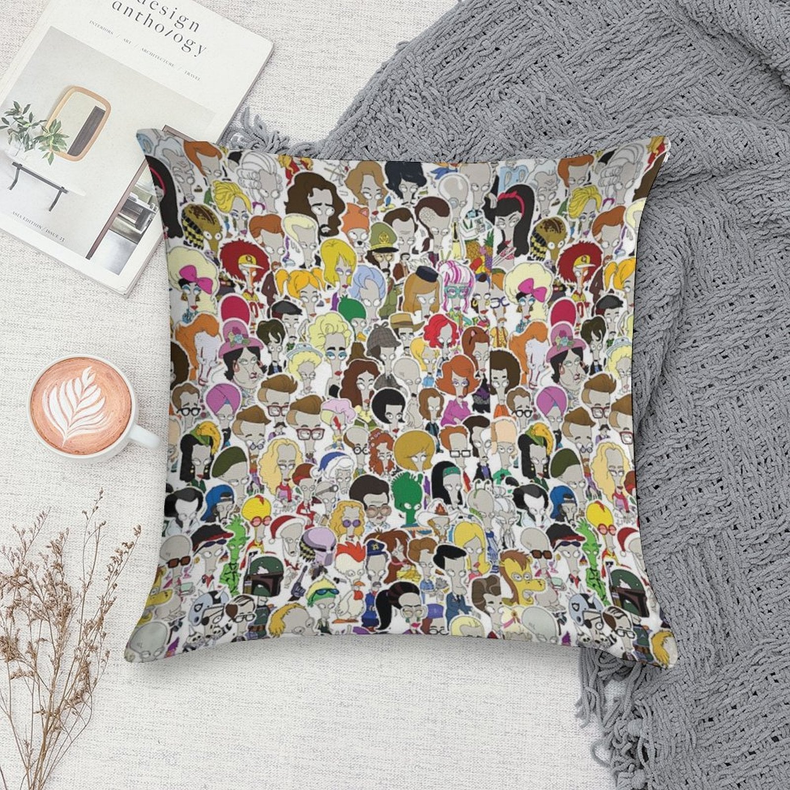 103 Faces of Roger The Alien Soft Ultra-Soft Texture Throw Pillow