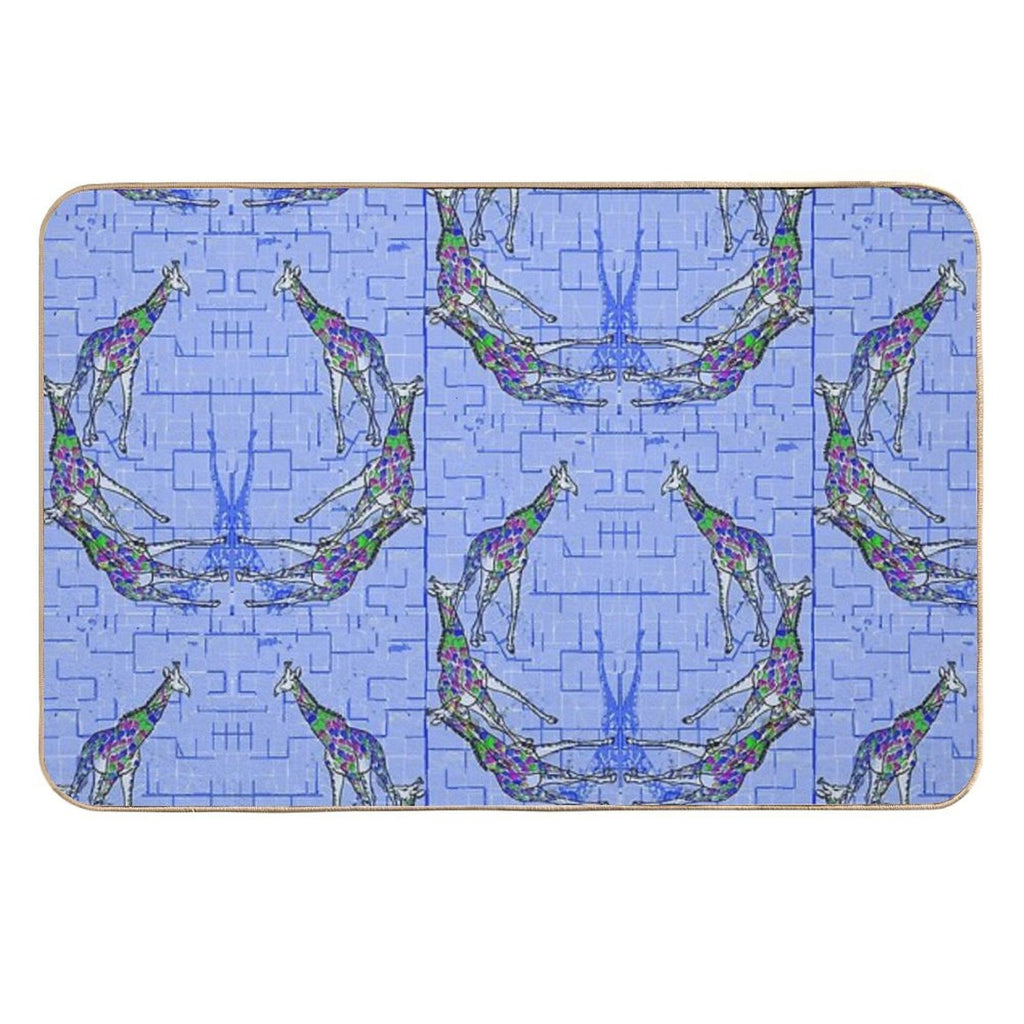 Blue Giraffes  Easy Maintenance Bath Mat