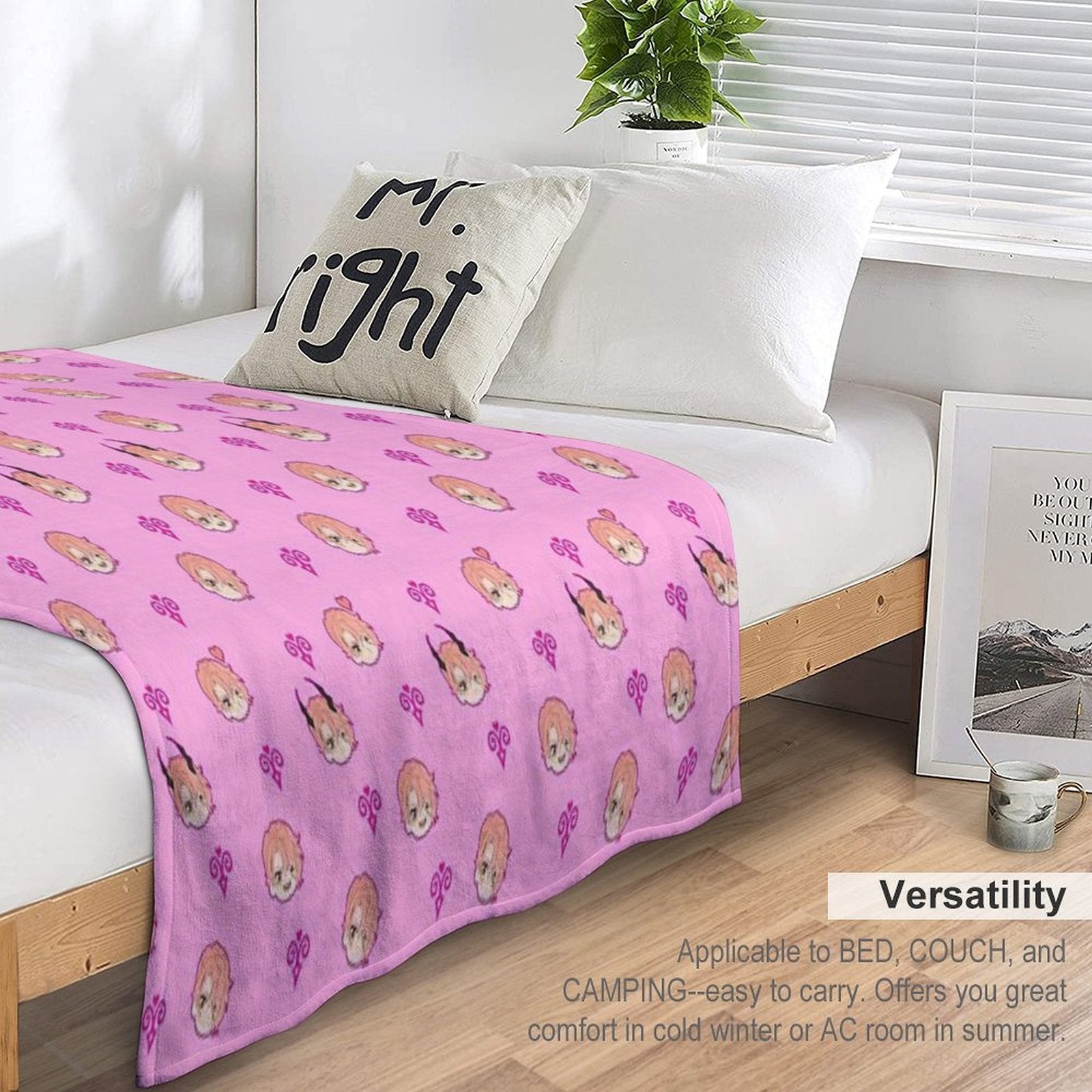 Obey Me - Asmo Pattern Travel-friendly Throw Blanket