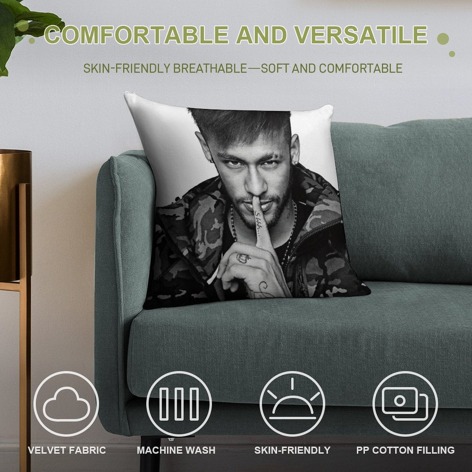 Neymar Art Soft Fade-Resistant Throw Pillow