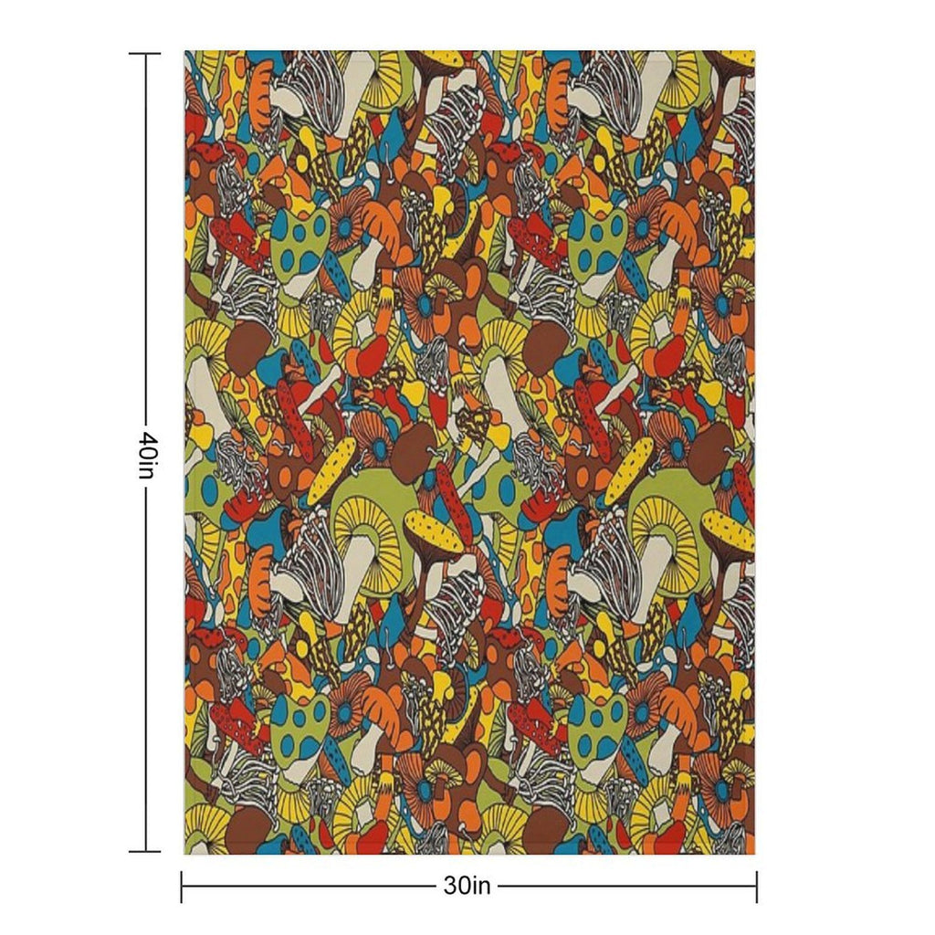 70s Psychedelic Mushroom Eco-conscious Throw Blanket