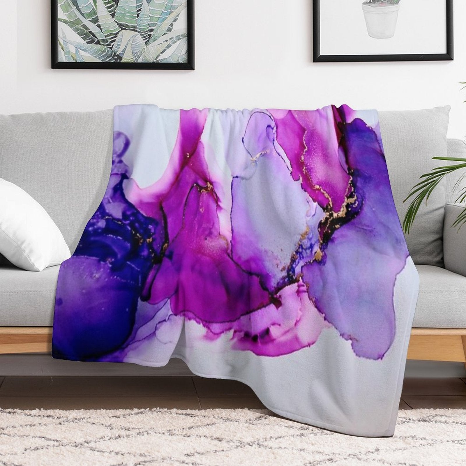 Purple Ink II Velvety-soft Throw Blanket
