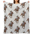 Horse Racing Travel-friendly Throw Blanket
