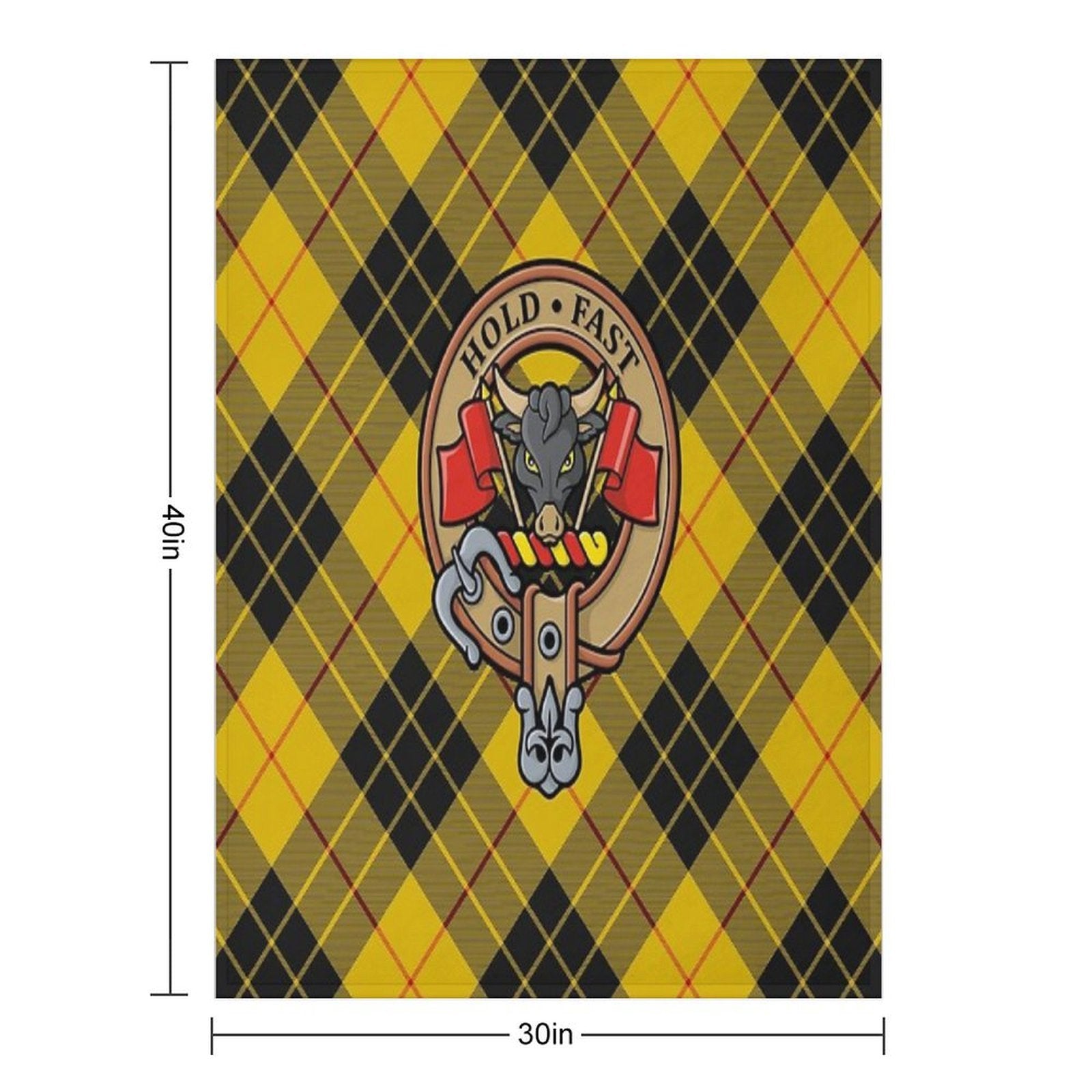 Clan MacLeod Crest over Yellow Tartan Premium Throw Blanket