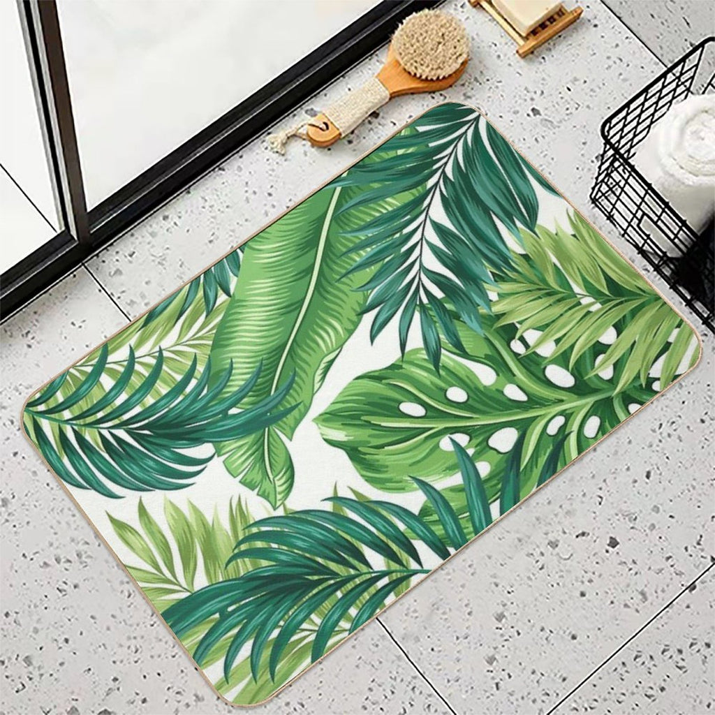 Green Tropical Leaves  Versatile Bath Mat