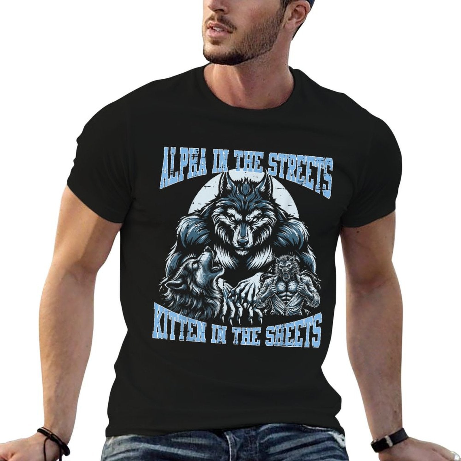 Alpha Series Kitten Sheets Wolf Funny Meme Men Women  Oversized Silhouette T-Shirt