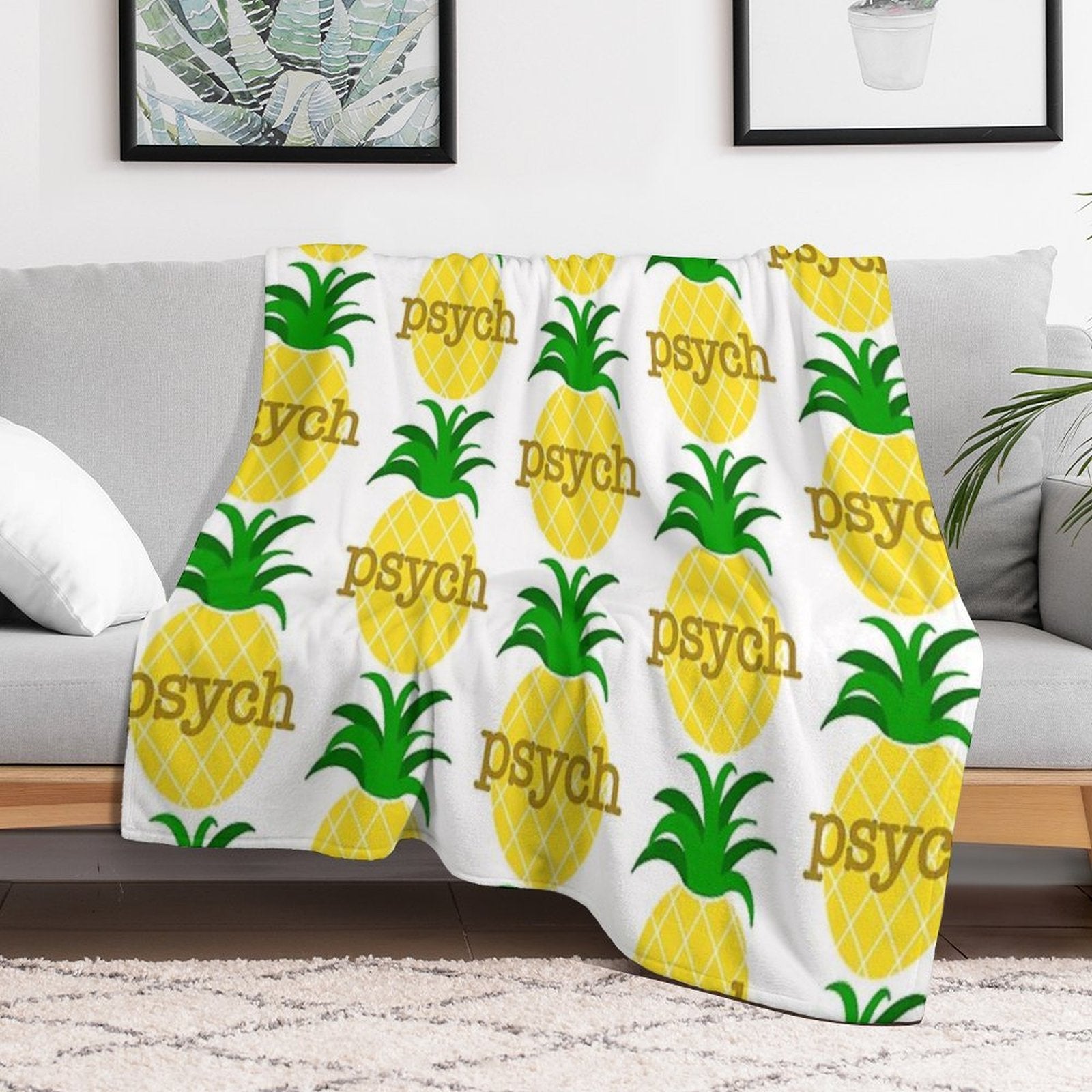 Psych Pineapple Machine-washable Throw Blanket