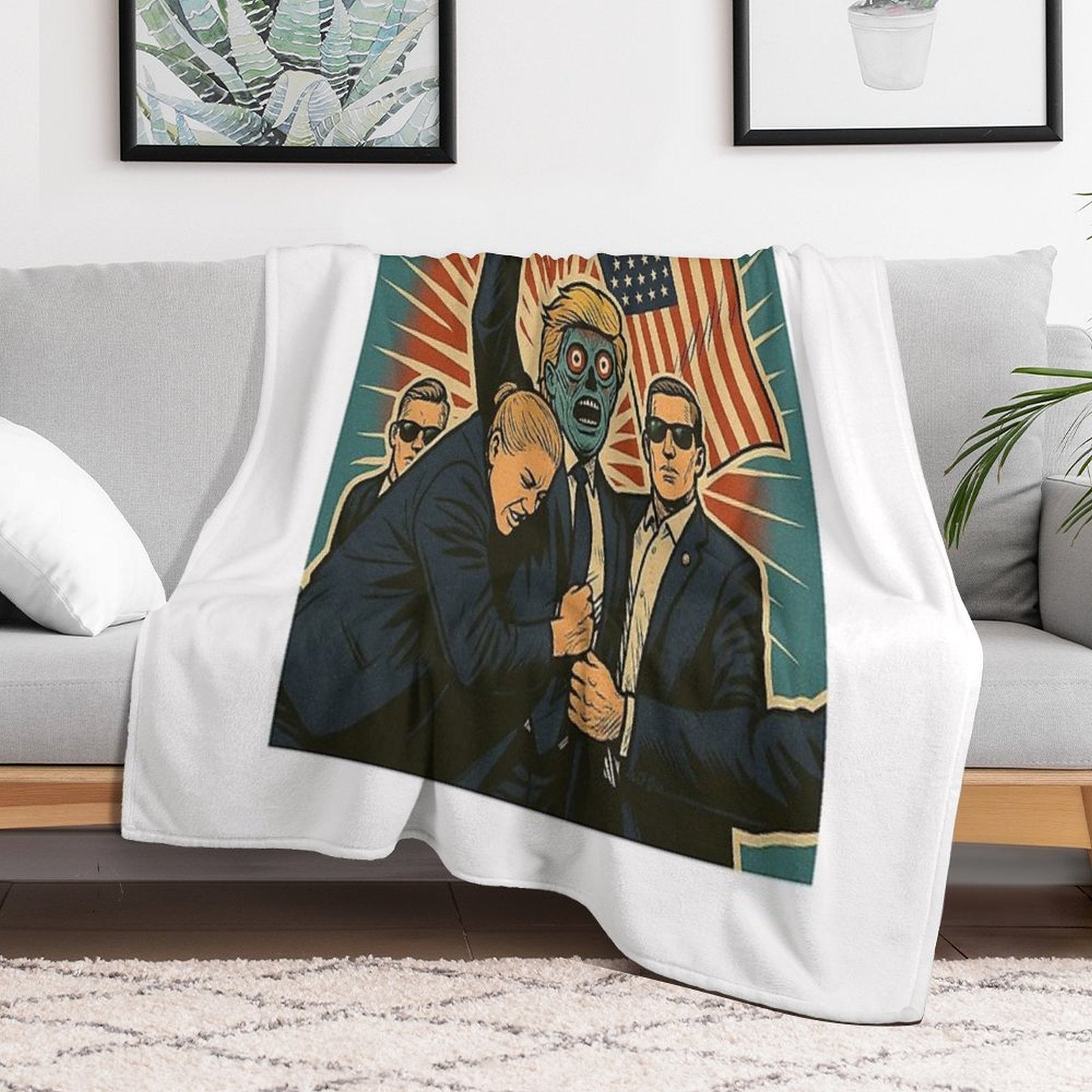They Live Trump Assassination Parody Versatility Throw Blanket
