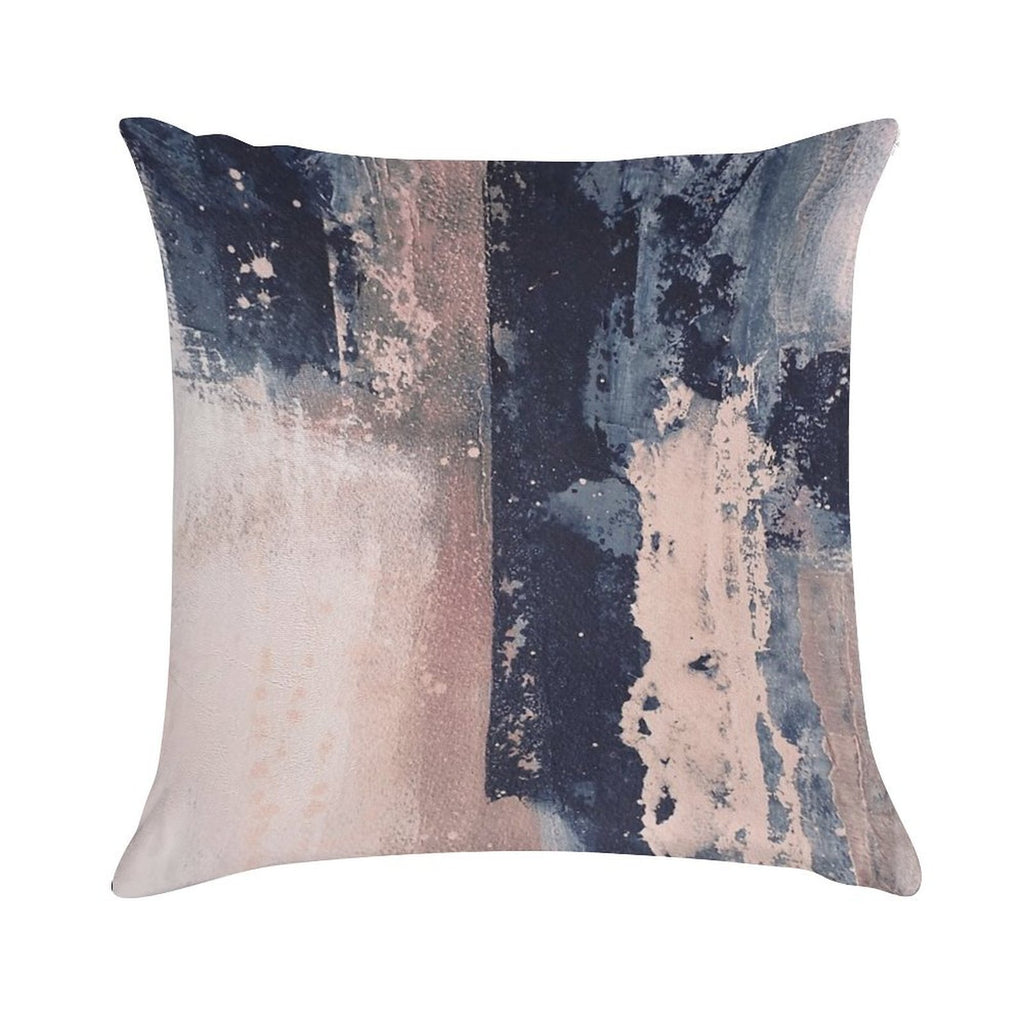 Horizontal Pink Navy Soft Hidden Zipper Throw Pillow