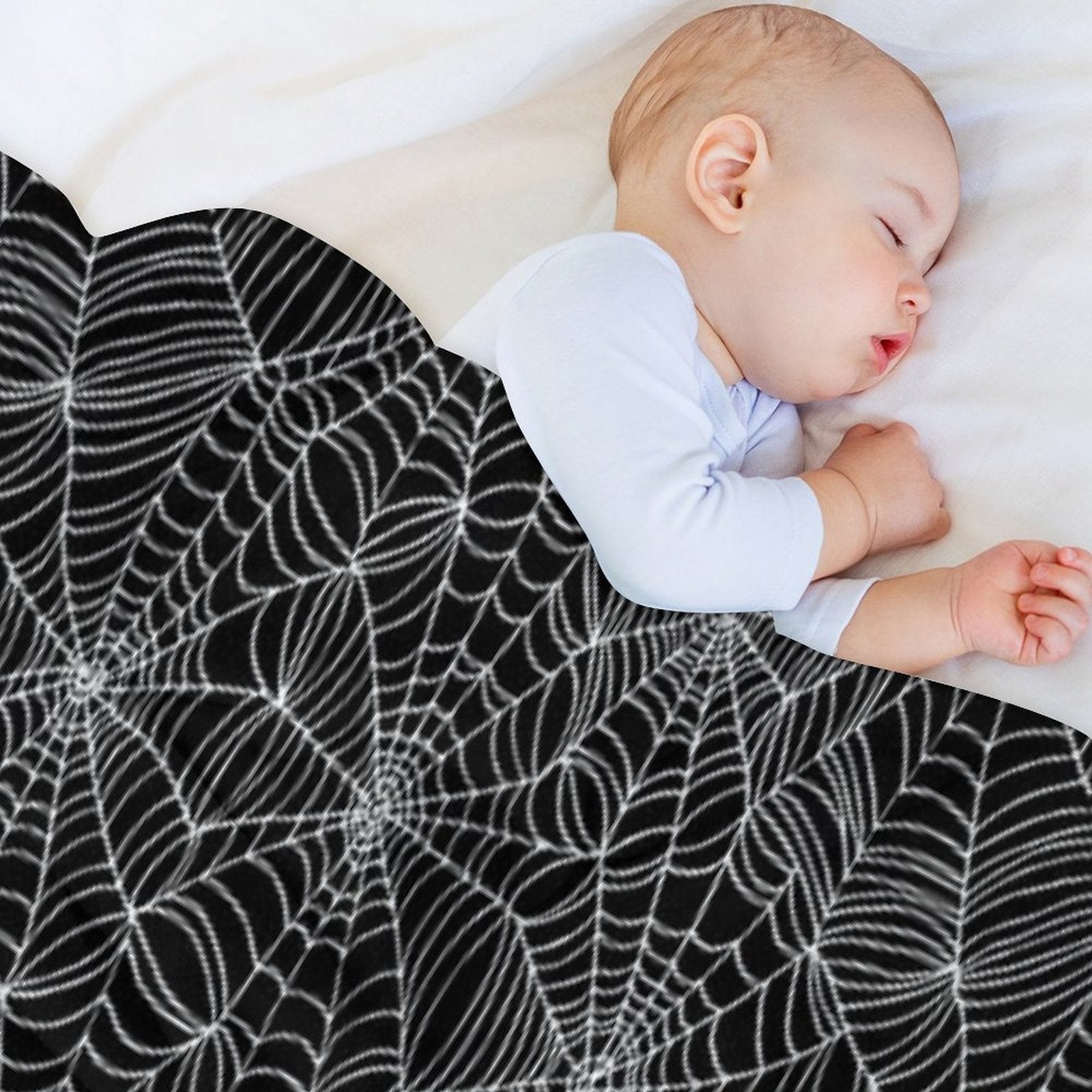 Spider Web Pattern - White on Black by Cecca Designs Plush Throw Blanket